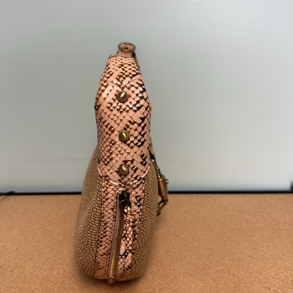 ERIC JAVITAS New York Squishee hobo bag Vintage Snake Skin Straw Bag Purse - Picture 4 of 12